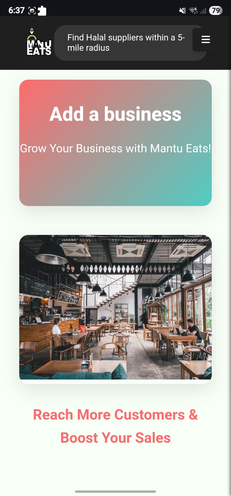 mantuEats screen